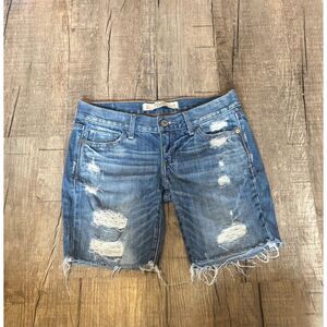 Abercrombie & Fitch Women’s Denim Shorts Size 0 25” Waist Distressed Cutoff
